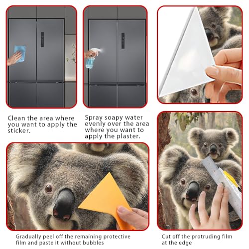 Image of 14.6x32.3 Inch Trash Can Cover Koalas on Tree Design Outdoor Garbage Bin Decoration Sticker Wrap