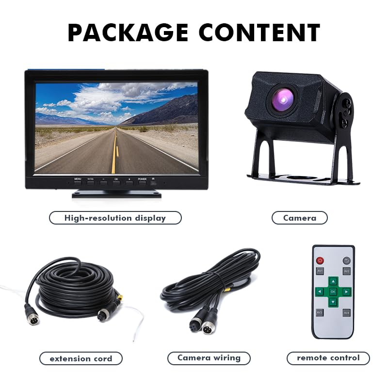 Image of Skid Steer Screen 128GB Large Audio 1080P Image 10.36 Inch Monitor Backup Camera Built-in DVR Video for RV Truck Trailer Rear Front Wired System
