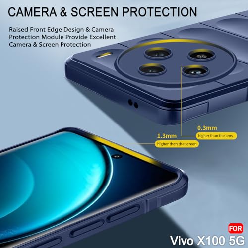 Image of TheGiftKart Liquid Silicon Back Cover Case for Vivo X100 5G | Shockproof Military Grade Protection | Micro-Fibre Cloth On Inner Side | Built-in Anti-Slip Grip Vivo X100 5G Back Cover (TPU, Blue)