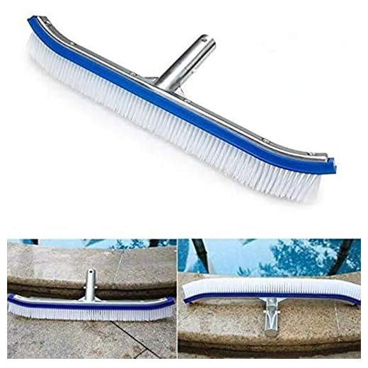 Swimming Pool Brush 18" Polished Aluminum Back Cleaning Brush with EZ Clips Cleans Walls Tiles Floors Effortlessly