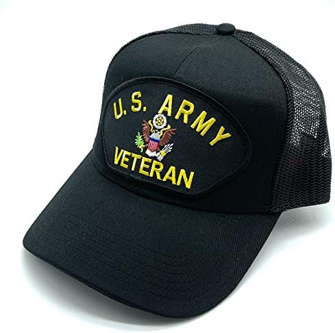 Infinite Hats US Army Veteran Patch Mesh Adjustable Baseball Cap (Black)