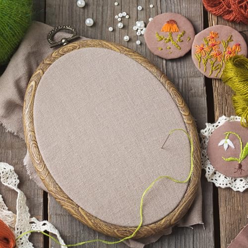 Image of MECCANIXITY Embroidery Hoop Frame 11x8 Inch Oval Imitated Wood Cross-Stitch Ring for Art Craft Sewing Ornament