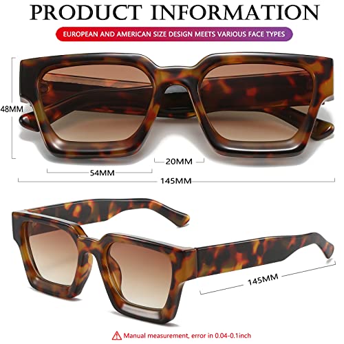 Image of AIEYEZO Square Sunglasses for Women Men Square Thick Frame Sun Glasses Simple Designer Style Shades