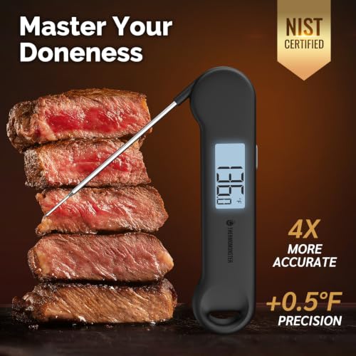 0.5 Sec Instant Read Meat Thermometer Digital for Outdoor Fryer, Black - Image 3