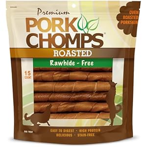 Pork Chomps Roasted Pork Skin Dog Chews, 6-inch Twists, 15 Count Pork Chomps Roasted Pork Skin Dog Chews 6 inch Twists 15 Count