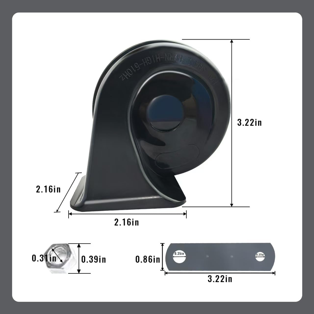 115DB Super Loud Air Horn | 12V Waterproof Electric Snail Horn Replacement Kit for Cars Trucks Motorcycles Bicycles Marine Boats Universal (Black)