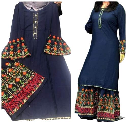 Vimal Creation Women A-Line Cotton Designer (Dfggdf453_Blue_Size_Name)