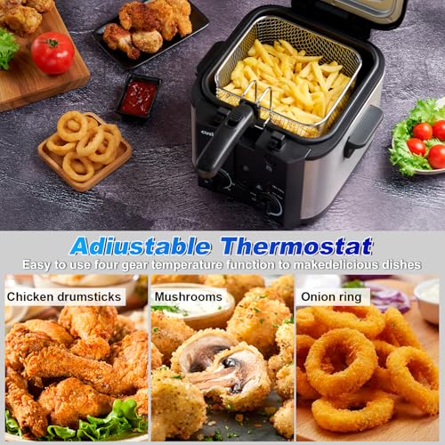 CUSIMAX Electric Deep Fryer for Home Use, 2.5 Liter 1500W Small Deep Fryer with Basket, Adjustable Temperature & Time, Lid with View Window and Odor Free Filter - Image 5