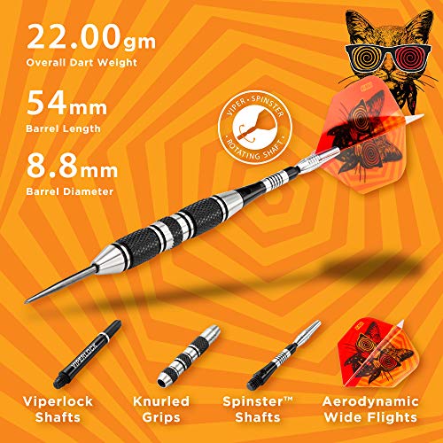 Viper "The Freak" Steel Tip Darts, Grooved Barrel, 22 Grams #TOP1