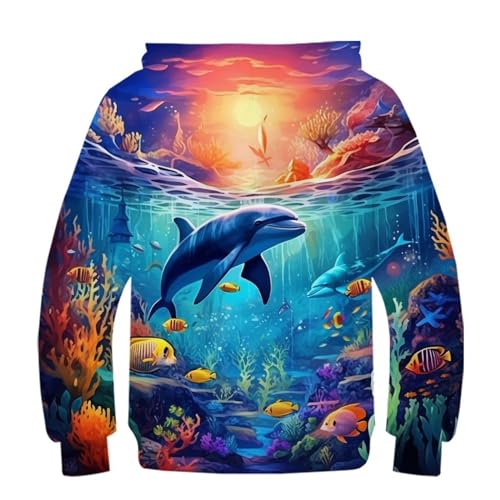 Sweat à capuche dauphin 3D pour ado pull hiver à manches longues 12-14 ans - 2