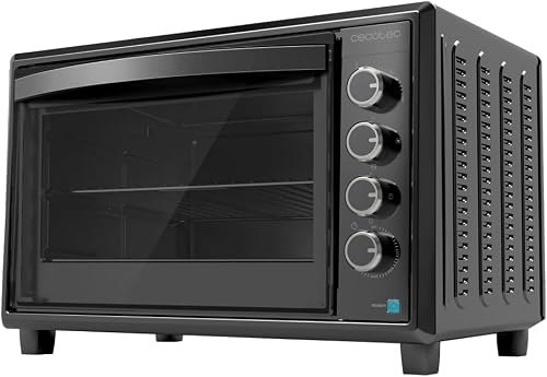 Cecotec Horno Convección de Sobremesa de 60 Litros Bake&Toast 6090 Black Gyro. 2200 W, Luz Interior, 12 Funciones, Temperatura hasta 230º, Puerta de doble Cristal, Incluye Rustidor Giratorio