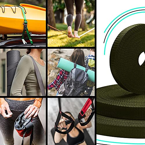 Image of TECEUM 3 /4 inch & 5 /8 inch & 1 inch & 1.5 inch & 2 inch Webbing - 10 25 50 Yards - 40+ Colors - Heavy Duty 1 Inch 1.5 Inch 2 Inch Backpack Straps - Webbing for Outdoors Indoors Crafting DIY