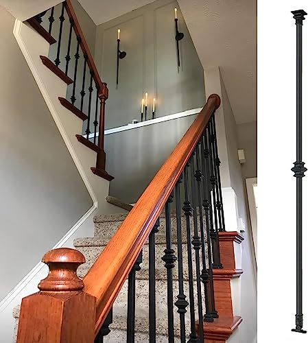 SAFWEL Barandillas de Diseño Balaustre de Hierro para Escalera Interior, Balaustres de Nudillos de Metal Negro para balcón/Patio/Cubierta de Casas, 1-50 Piezas Opcional (Color : B, Size : 1Pack)
