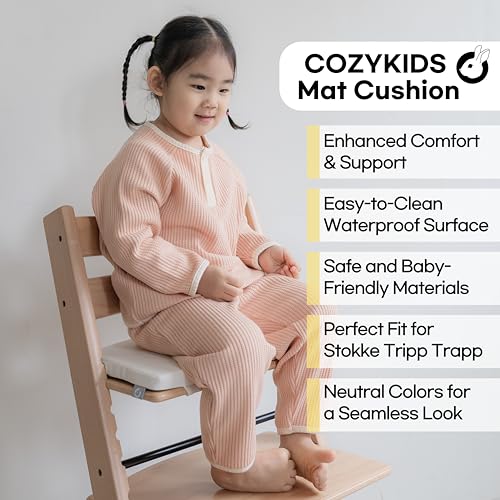 Image of COZYKIDS Tripp Trapp Compatible Baby Cushion | Waterproof High Chair Cushion | Soft Foam Padding (Cream Ivory, Basic)