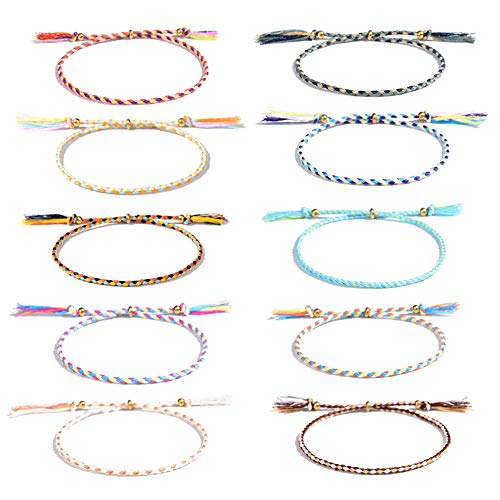YELUWA 10Pcs Pulseras de la Amistad Tejidas Hechas a mano para Mujeres Adolescentes Niñas coloridas Trenzadas Ajustables Muñequeras Fiesta Cumpleaños Cover