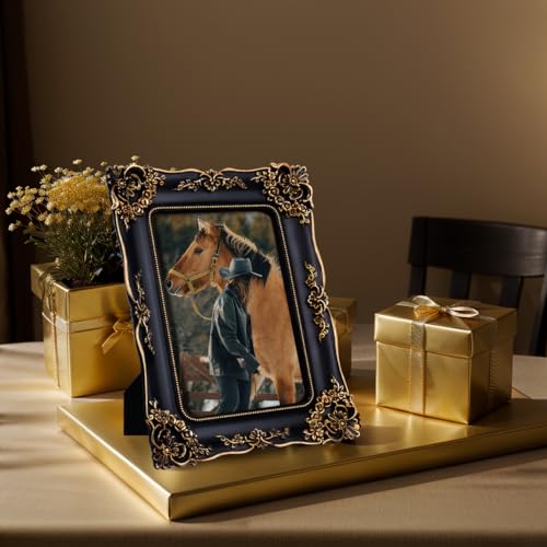 Image of Gothic Picture Frame 5x7 Black Ornate Picture Frames Vintage | Tabletop or Wall Display, Real Glass