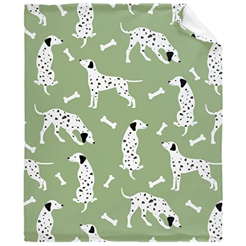Dog Dalmatians Blanket Soft Flannel Cozy and Comfy for All Seasons Funny Pattern Full Sizes for Couch Sofa Bed Office and Camping (40