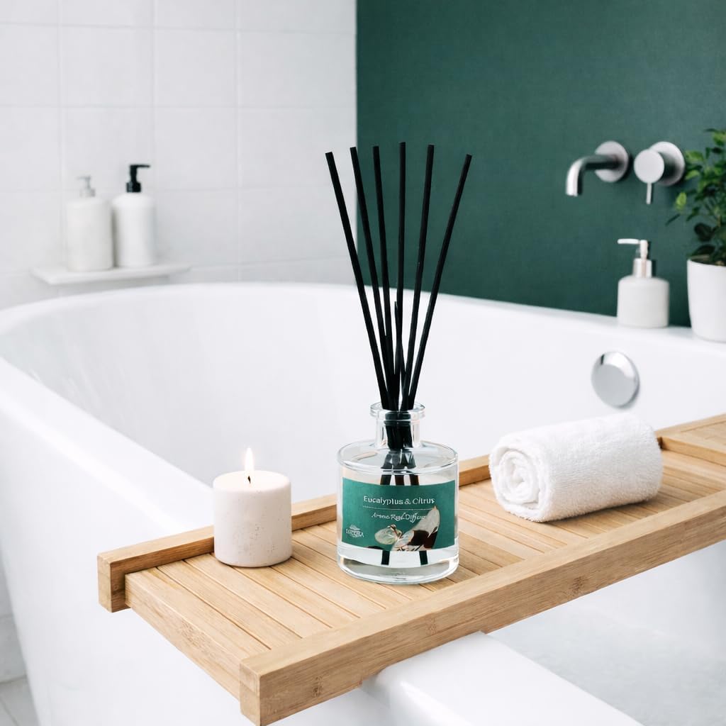 Reed Diffuser Set, Eucalyptus & Citrus 3.52 oz (100ml) Scented Diffuser with Sticks Home Fragrance Reed Diffuser for Bathroom Shelf Decor, Ideal Gift for Woman - Image 3