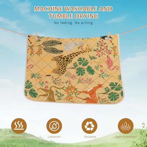 Image of IEUUMLER Washable Pee Pads for Dogs, 2 Pack Forest Pattern Reusable Waterproof Puppy Pads, Non-Slip Super Absorbent Dog Training Pad for Playpen Crate Bed EU013 Earth Yellow Jungle, 30x20