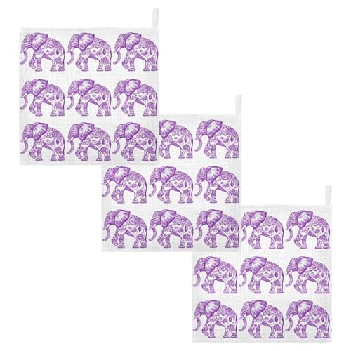 Image of vvfelixl Purple Outline Elephant Baby Burp Cloths Baby Muslin Washcloths for Boys Girls Cotton Babys Face Towel for Newborn Infants Soft and Absorbent 11.8 X 11.8 in, 5 Pack