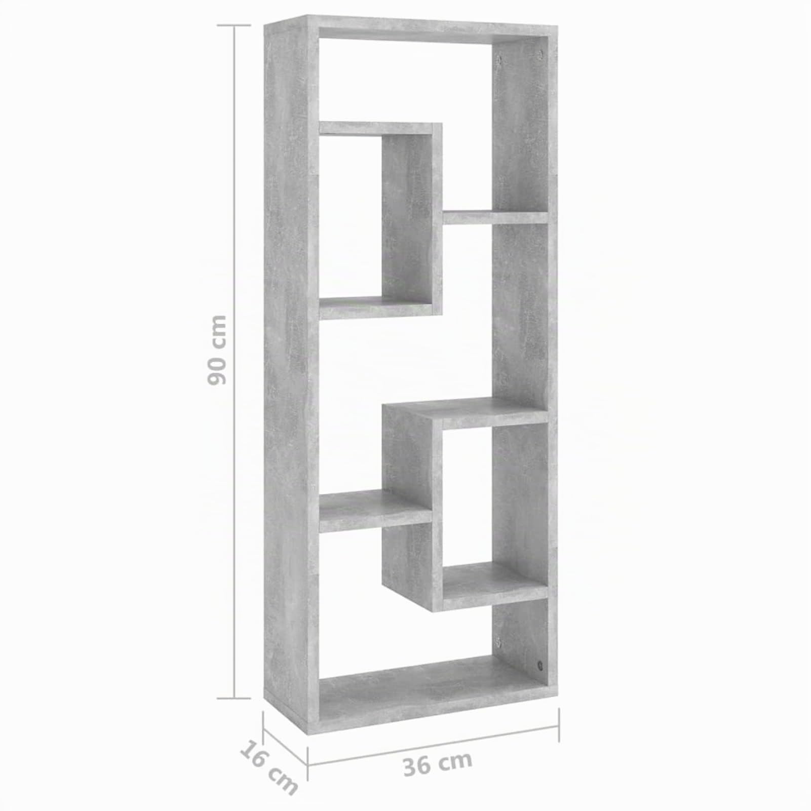 Gecheer Mensola sospesa, scaffale a muro, 36 x 16 x 90 cm, legno multistrato, grigio cemento, for ufficio, bagno, camera da letto, soggiorno, cucina