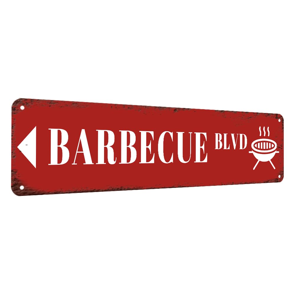 Peiyeety A002 Bbq Signs For Outside Barbecue Blvd Street Metal Sign Barbecue Sign Barbecue Decor Barbecue Lover Gift For Home Bathroom Restaurants Kitchen Garden Cave Garage Office Bar Cafe 4×16 Inch