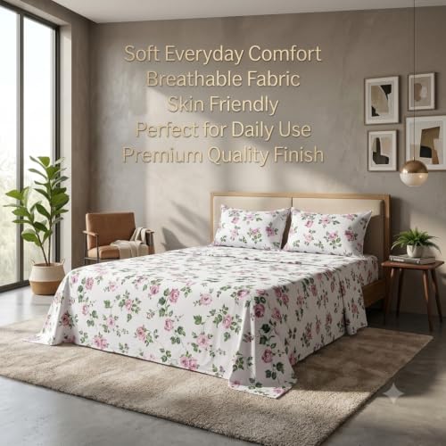 Image of King Size Bedsheet - Dreamy Butterflies Printed Bedding Set with Pillow Cover, 108x108 Inch for Home, Hotel & Living Room