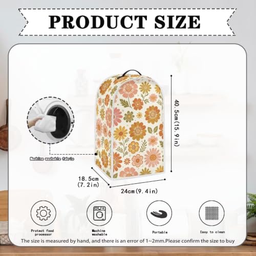Image of Autumn Happie Floral Kitchen Blender Dust Cover with Top Handle | Soft, Anti Splash, Stand Mixer or Coffee Juicer Maker Cover Polyester Dust Proof Blender Protector Covers Christams Gifts