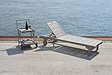 greemotion Gartenliege Maui Sonnenliege Holz grau-Liegestuhl mit Rollen für Garten, Terrasse & Balkon-Outdoor Rollliege Kopfteil verstellbar, 19,5 x 6,5 x 1 cm - 2