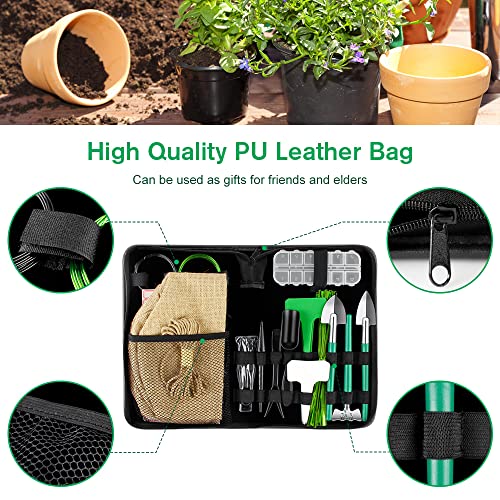 Arrinew Succulent Tools, Mini Garden Tool Set Bonsai Tree Kit With Burlap Pots Hand Shovel Rake Scissors, Indoor Plant Care Tool Accessories Gardening Gifts For Women Starter & Seniors #TOP2