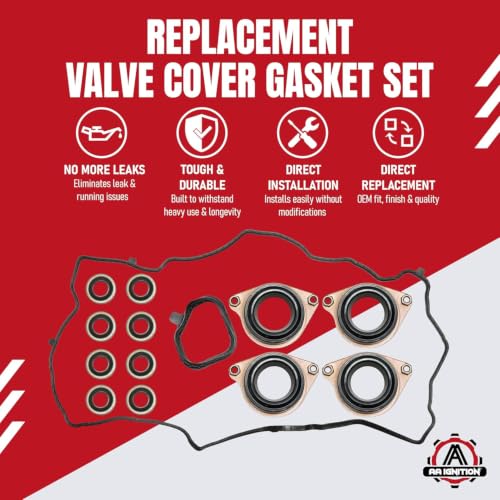 Image of Engine Valve Cover Gasket Set Replacement by AA Ignition - Compatible with Honda Vehicles - 2013, 2014, 2015, 2016, 2017 Accord EX, EX-L, LX, LX-S, Sport 2.4L - Replaces 2030-5A2-A01, 12341-5A2-A01