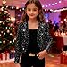 Black Sequin Jacket Girls Sparkly Cropped Open Front Long Sleeve Shrug Kids Fall Fashion Party Glitter Blazer Cardigan Tops