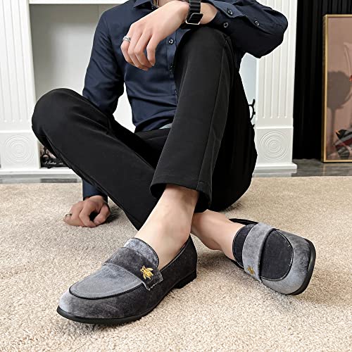 Image of FLQL Men's Luxury Penny Loafer Slip-On Velvet Shoes Party Dancing Shoes Suede Wedding Shoes Plus Size 7-13