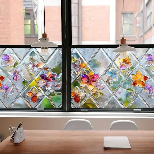 Película Decorativa para Ventana Floral BlissYard 39.3x17.7 pulgadas miniatura 3