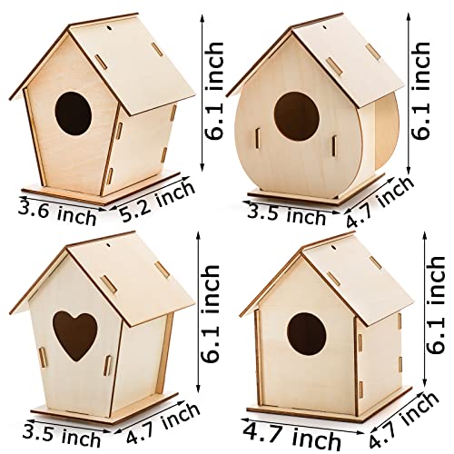Coloch 6 Pack DIY Birdhouse Kits, Wooden Arts and Crafts for Kids to Build and Paint (Includes Paints and Brushes), Painting Puzzle DIY Wooden Assembly, Birdhouse Garden Decoration Buildable Birdhouses Kit, Fun Birthday Gift for Boys, Girls, Children, Adults by Coloch - Used condition - Image 3