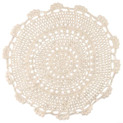 Yuanpgky - Yuanpgky Napperon fait à la main en dentelle et coton au crochet - Motif floral vintage creux - Nappe décorative pour salle à manger, cuisine, café (30 cm)