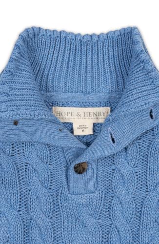Image of Hope & Henry Boys' Mock Neck Cable Sweater with Button Placket