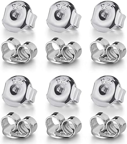 Earring Backs for Studs, Moconar 12PCS 925 Sterling Silver Earring Backs Replacements, Hypoallergenic Earring Backs Secure Ear Locking Pierced Earring Backs for Studs