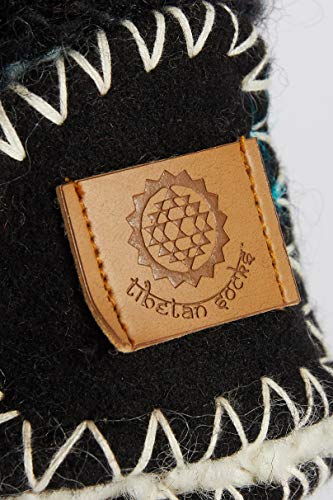 Image of Tibetan Socks Hand Knit Wool Fleece Lined Long Slipper Socks with Non Slip Soles