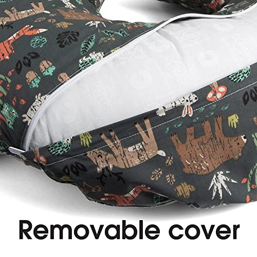 Image of ๐๐ข๐ฆ๐ ๐๐ฅ Nursing Pillow for Breastfeeding Newborn Baby | C-Shape Feeding Pillow with Removable Cotton Cover | Tummy Time, Propping & Sitting Support | Baby Feeding Pillow for Mother (Green Bhalu)