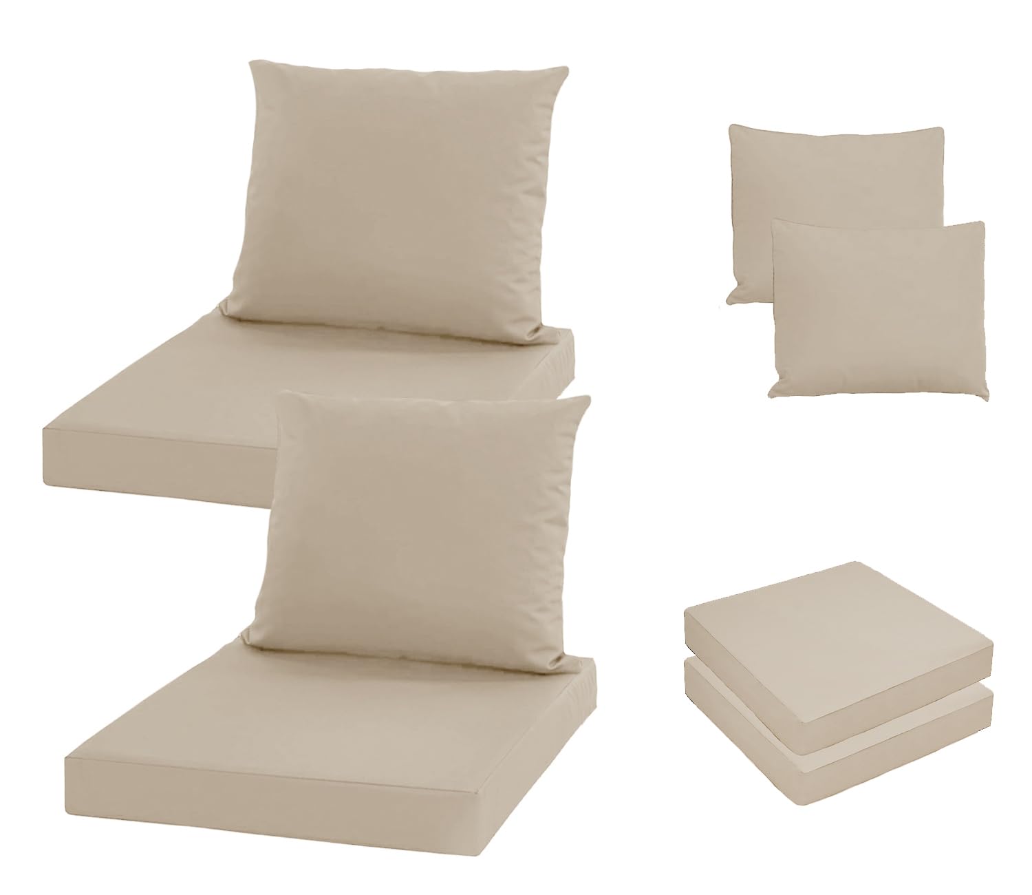 Photo 1 of Oslimea Patio Cushion Covers Replacement Set of 2, Water UV Resistant Outdoor Cushion Slipcovers with Zipper Chair Seat Cushion Covers for Outdoor Furniture (19 x 16 Inch, 19 x 19 x 3 Inch, Tan)