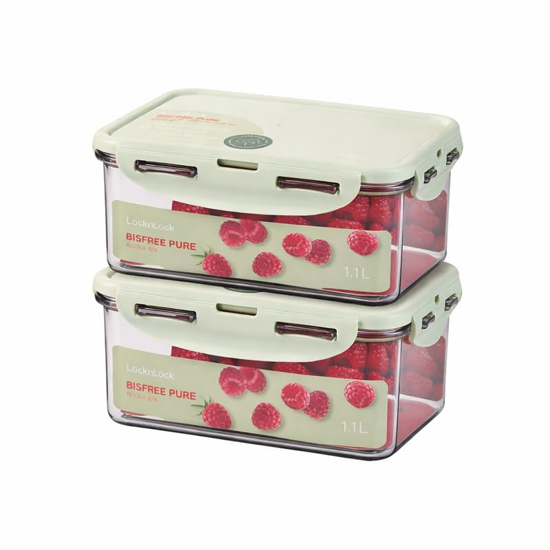Image of LocknLock 1.1L Food Storage Containers (Pack of 2) | Airtight, Leakproof, BPA-Free Plastic Boxes | Stackable Kitchen Containers for Fridge, Meal Prep & Pantry Storage