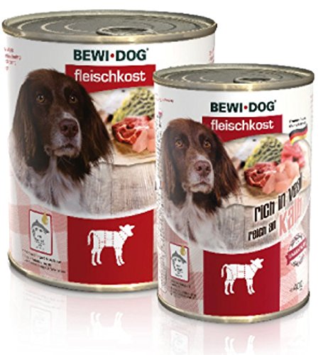 6 x 800g Bewi Dog Fleischkost Reich an Kalb