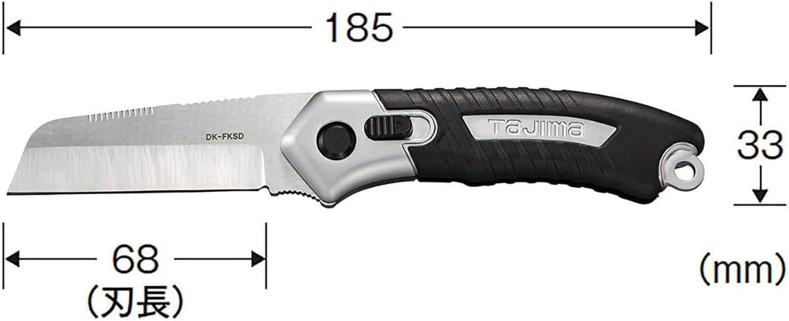 Tajima - Multipurpose Folding Knife - DK Series Electrician's Tool with Sheeps Foot Blade & Elastomer Grip - DK-FKSD-T