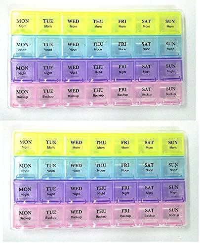 JSPM Traders Pill Box-4 Time Pill Medicine Organizer Reminder Storage Box for 28 Days or 4 Weeks (Pack of 2)