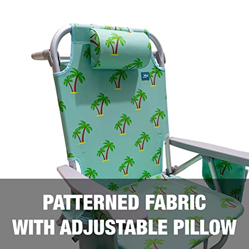 Bliss Hammocks Bbc-350-Pt Folding Beach Chair, 5 Reclining Positions, Detachable Cooler Bag, Palm Tree #TOP6