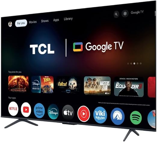 TCL 65T8C 65 inch QLED 4K HDR Ultra HD TV, Smart TV aangedreven door Google TV (Dolby Vision & Atmos, 144Hz Motion Clarity Pro, FreeSync, Onkyo 2.1 geluid, Voice Control) [Energieklasse F]