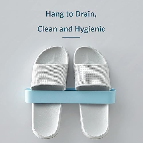 Miniatura 2 de Zapatero montado en la pared con tiras adhesivas para colgar, organizador de zapatos colgante para baño, ganchos de zapatos de puerta, estante