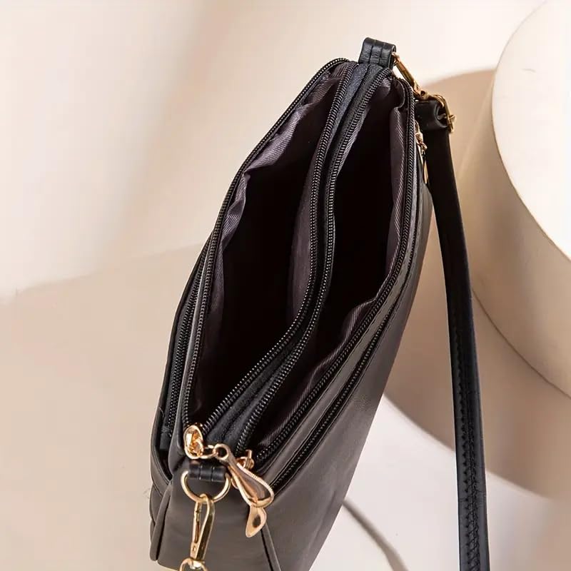 Image of SHAMRIZ Korean Style Quilted Sling Bag for Girls | Cute Heart Pattern Crossbody Purse with 3 Zipper Compartments | Fancy Tassel Side Bag for Party, Wedding & Gifts | Mini Slingbag /One Side Bag
