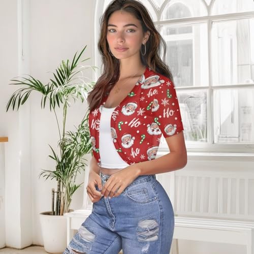 Image of Womens Short Sleeve Bolero Shrug Open Front Knit Cropped Cardigan Shoulder Cover for Dress Cute Casual Knit Cover Up